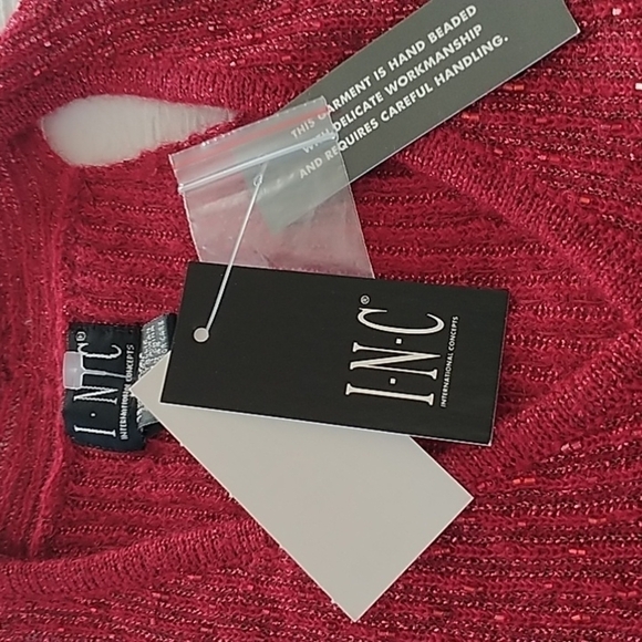 INC Beaded V Neck Dressy Top L - Picture 10 of 12